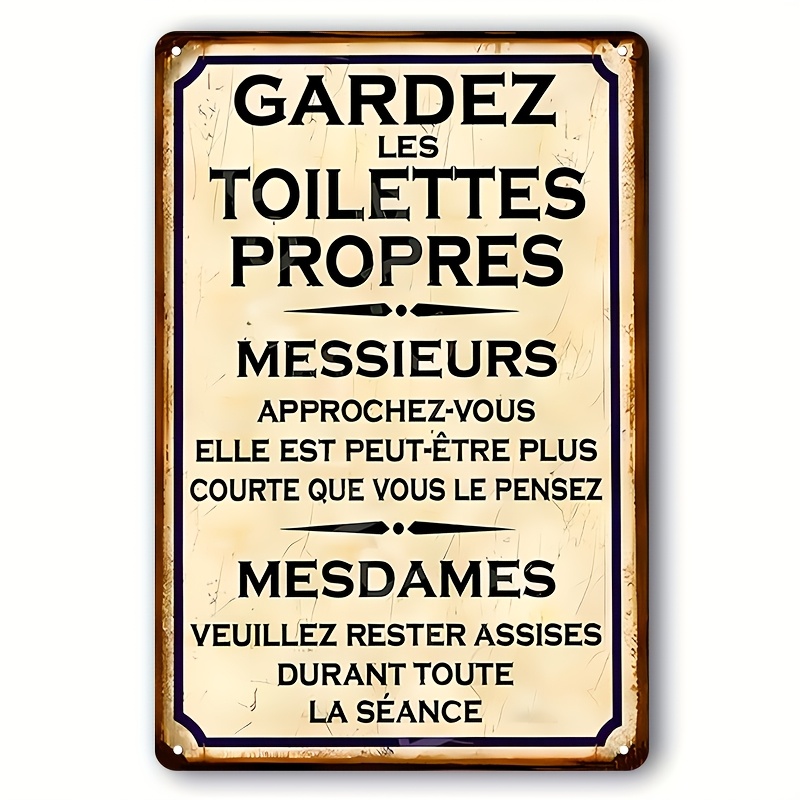 Vintage French Bathroom Sign - - Home Bathroom Rules 评论和价格